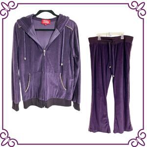 Velour Jogging Set Tracksuit Zip-Up Hoodie & Pants Whisper Me